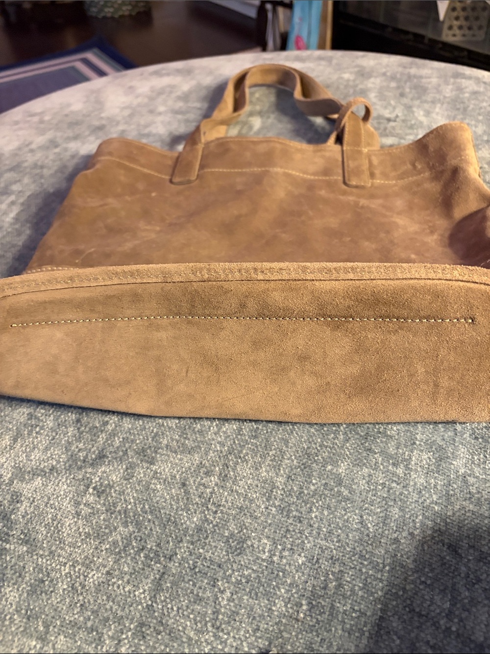Brown Suede Tote Bag - Classic Casual Carryall - Picture 4 of 10